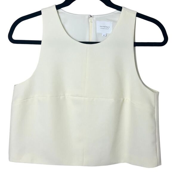 Sundays by We Are Sundays Rae Cropped Top Ivory Sz M - Picture 2 of 11